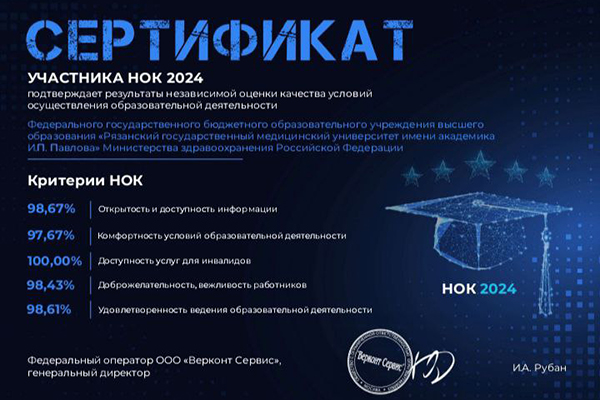 РЯЗГМУ ПОДТВЕРДИЛ ВЫСОКИЙ УРОВЕНЬ УСЛОВИЙ ОБУЧЕНИЯ